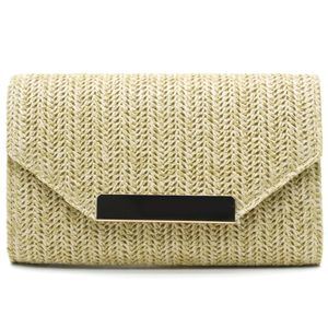 Straw Clutch Purse Beach Shoulder Crossbody Bag Raffia Evening Bags Woven :')